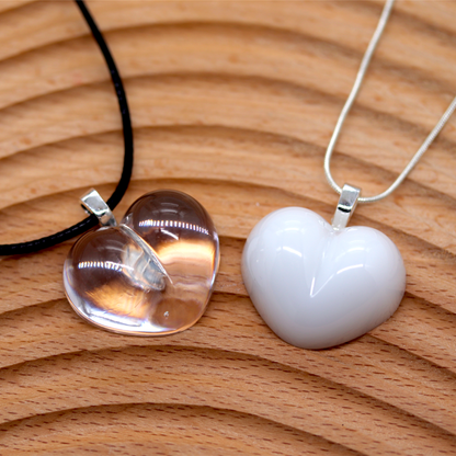 Simple White or Crystal Clear Heart Pendant image 1