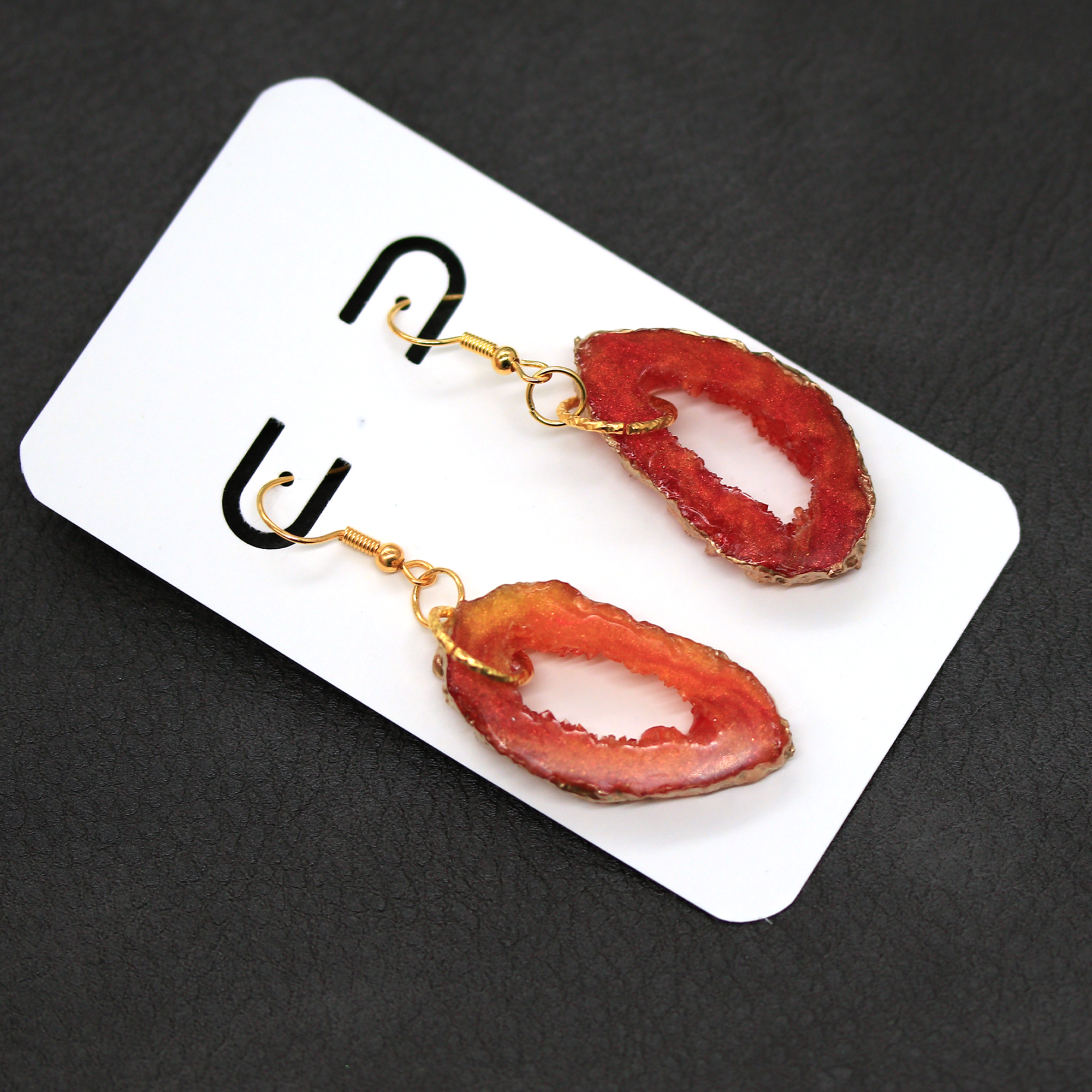 Amber Topaz Oval Geode Earrings image 3