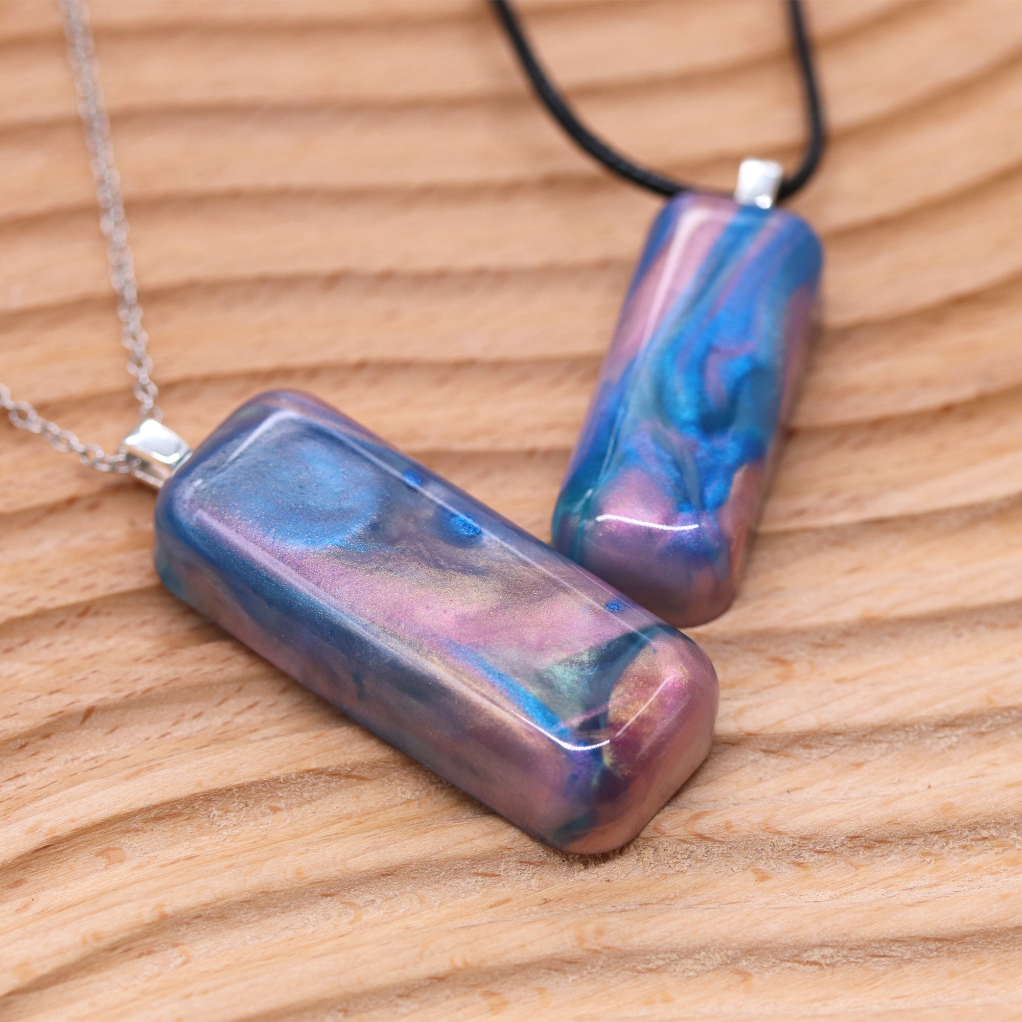 Pink + Blue Opal Worry Stone Pendant image 1