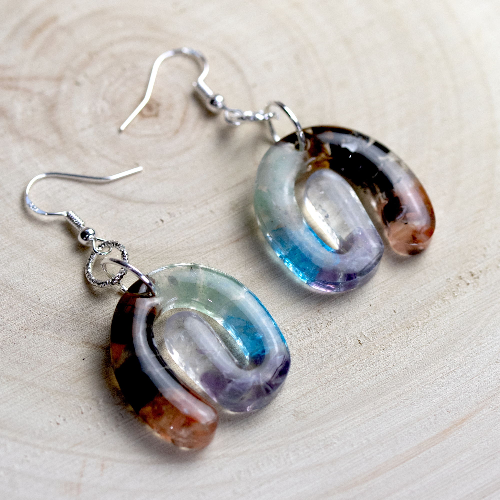 7 Chakra Stone Healing Crystal Spiral Earrings image 6