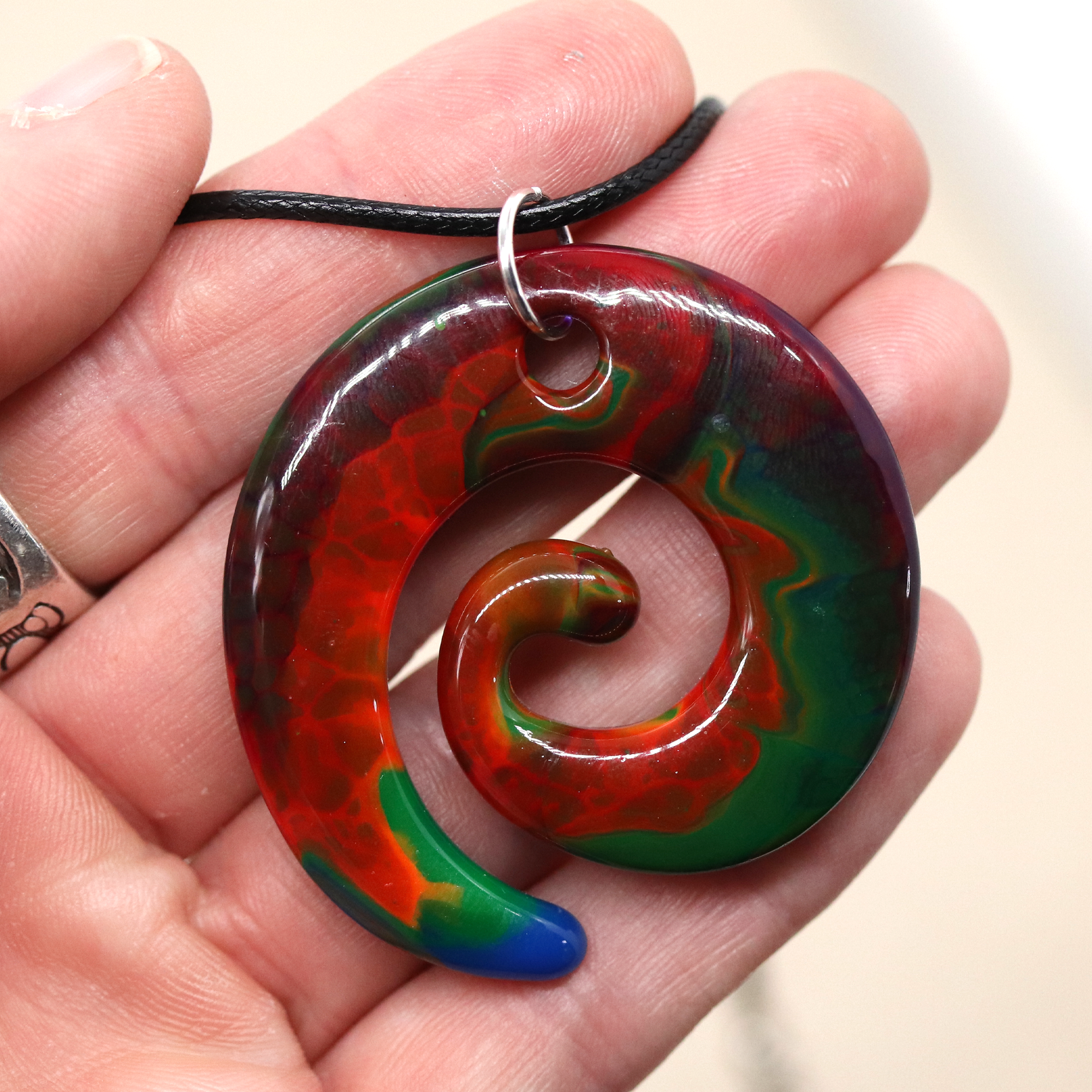 Rainbow Marble Spiral Pendant image 4