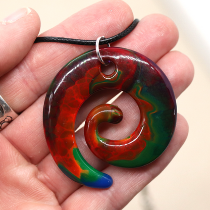 Rainbow Marble Spiral Pendant image 4