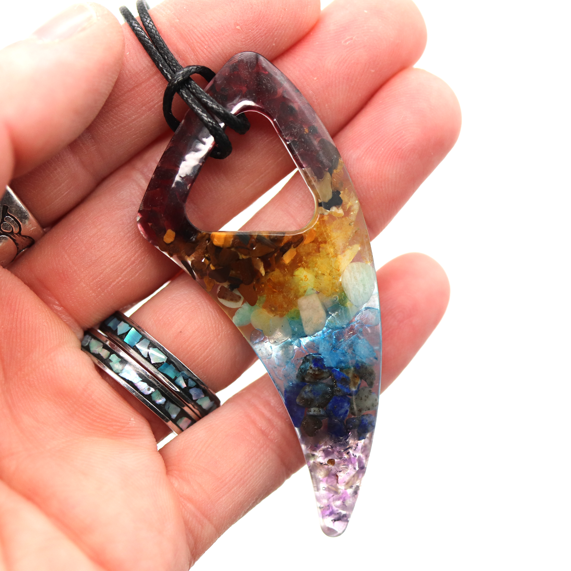 Tribal Wolf/Shark Tooth-Shaped Chakra Healing Crystal Pendant image 4