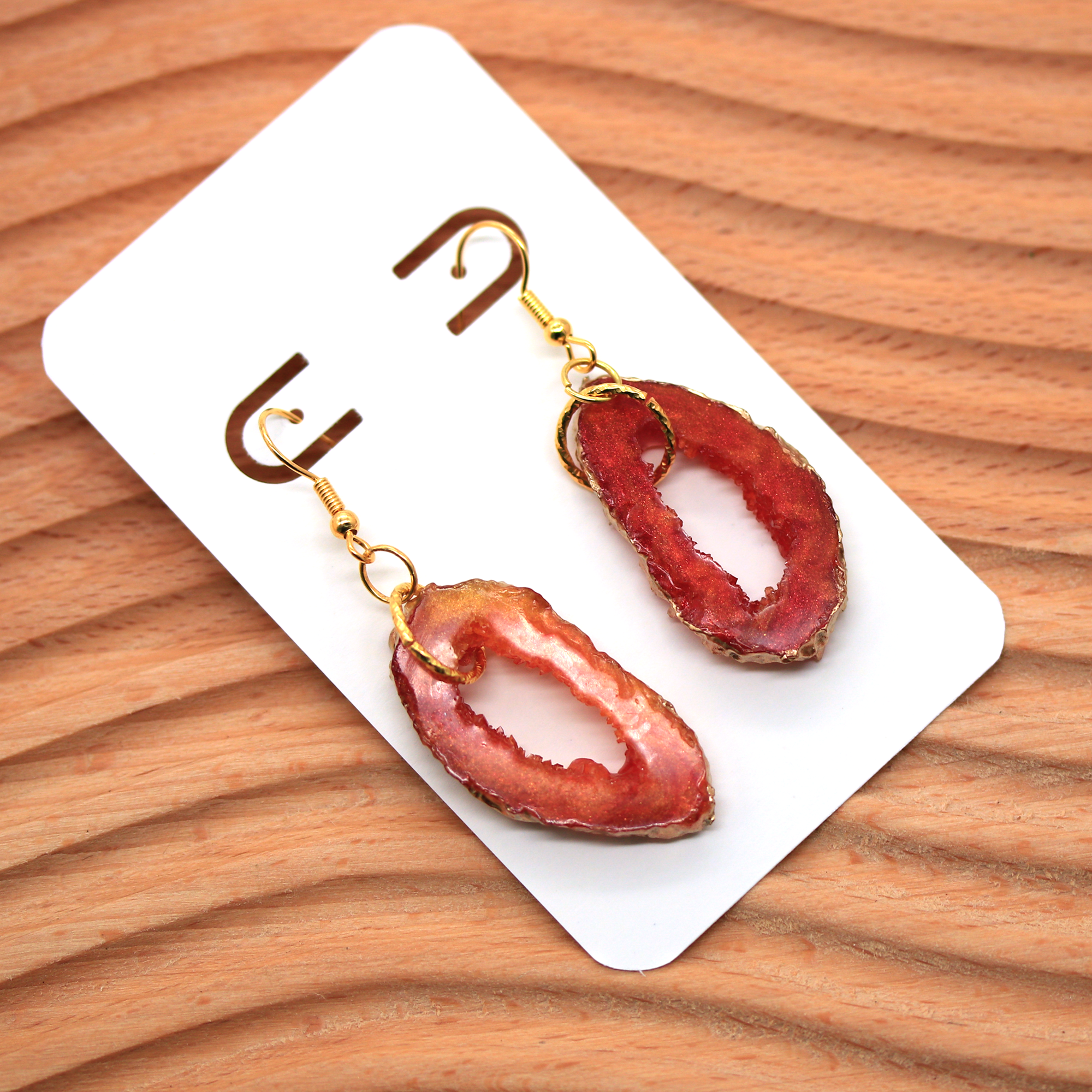 Amber Topaz Oval Geode Earrings image 4