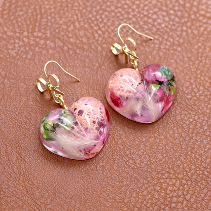 Gold Bowknot Botanical Flower Heart Earrings image 5