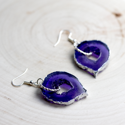 June - Alexandrite Birthstone Inspired Geode Earrings image 0