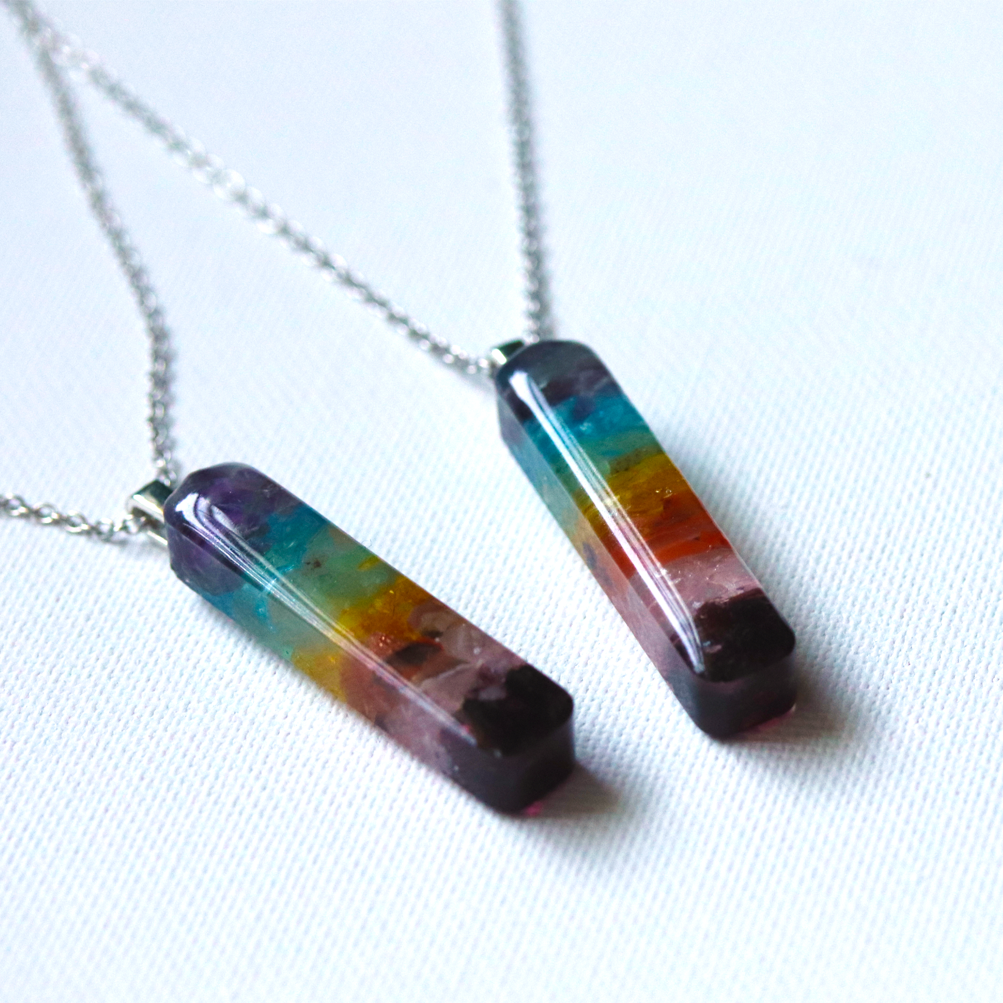 Chakra Rainbow Healing Crystal Bar Pendant image 1