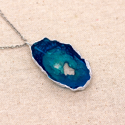 Aqua Clear Blue Water Geode Pendant image 7