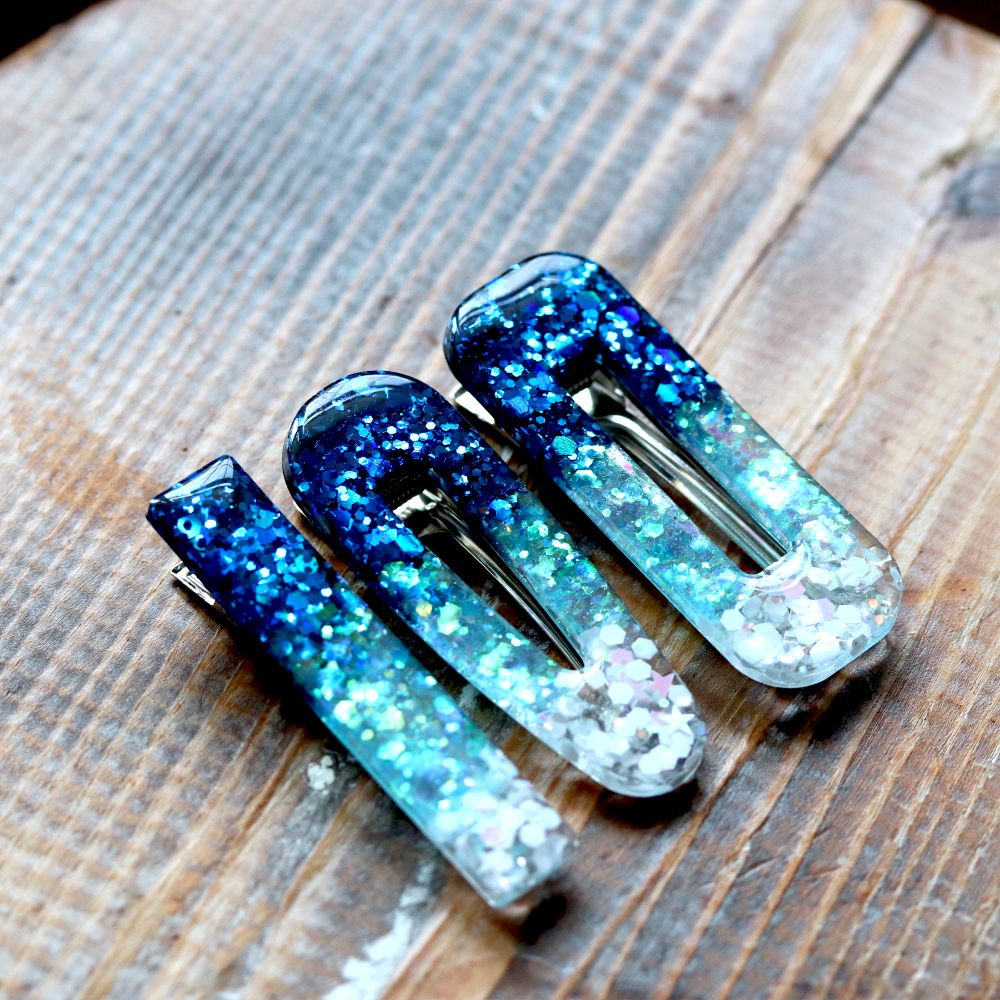 Little Mermaid Blue Ombre Sparkly Barrette Set image 0