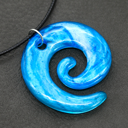 Ocean Pearly Blue Marble Spiral Pendant image 5