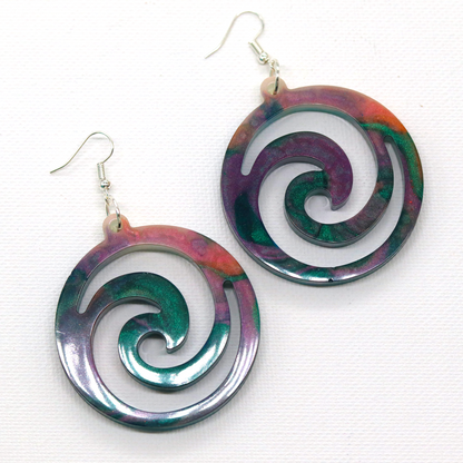 Jungle Marble Big Boho Spiral Earrings image 3