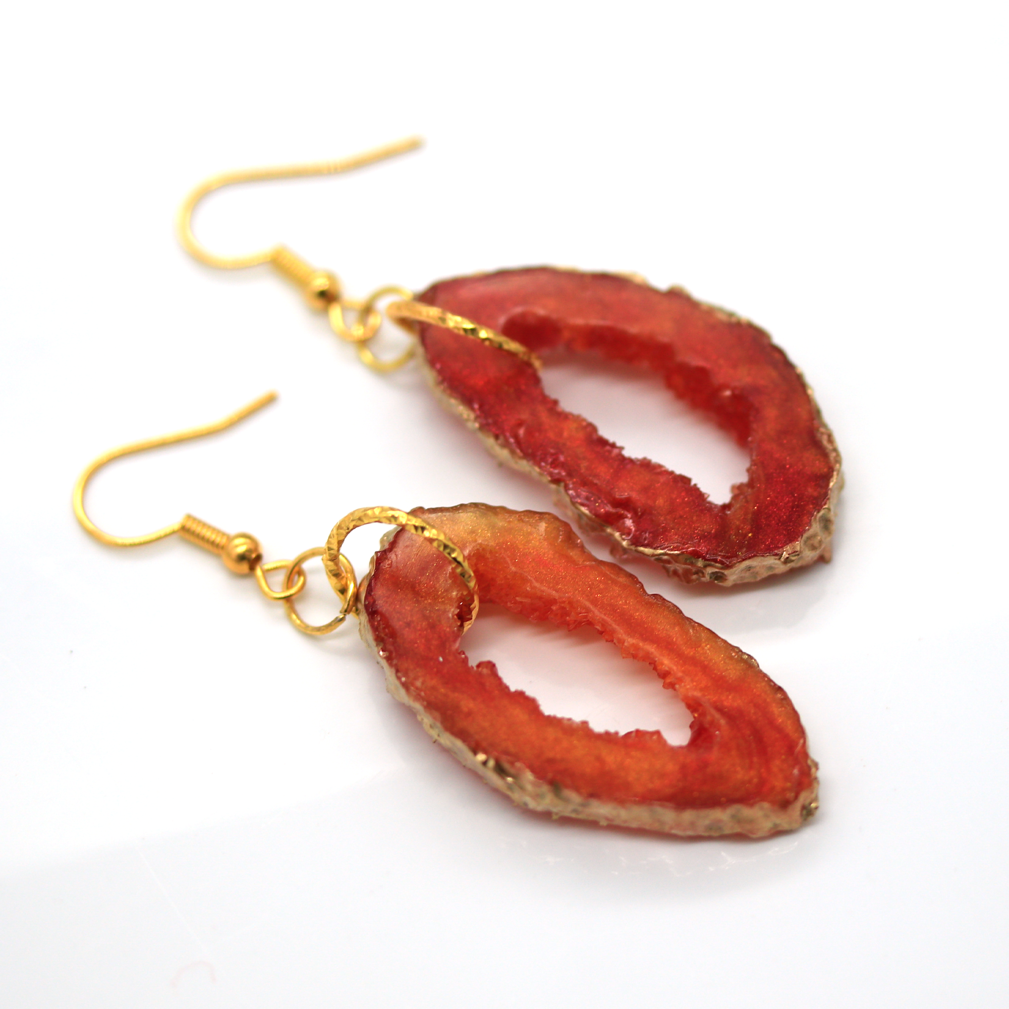 Amber Topaz Oval Geode Earrings image 5