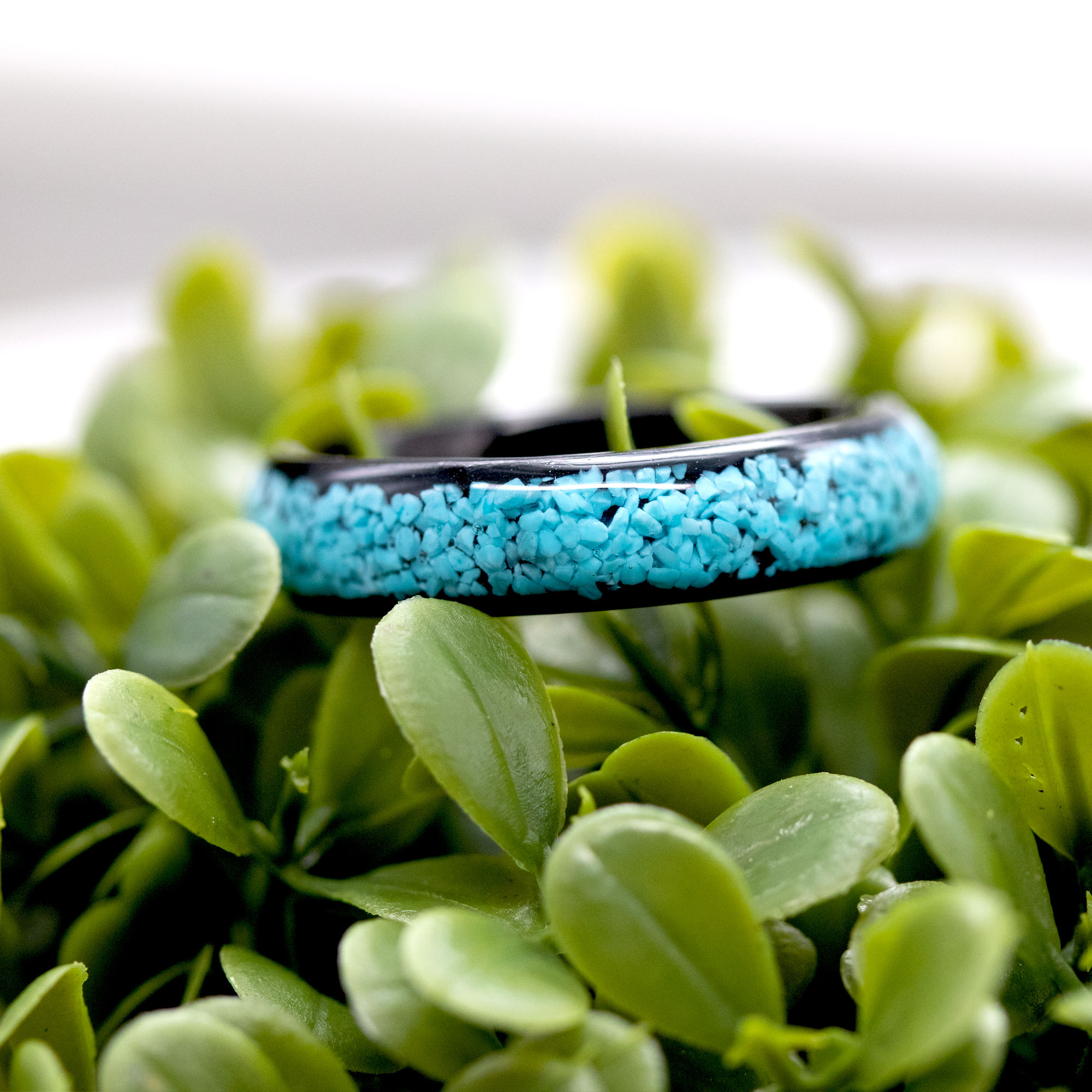 Turquoise Stone Black Metal Finish Ring image 1