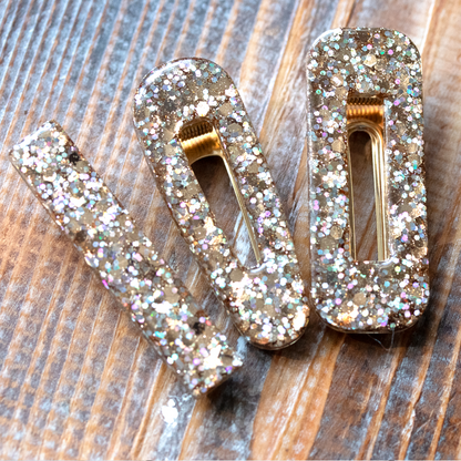 Sparkly Champagne Gold Barrette Set image 0