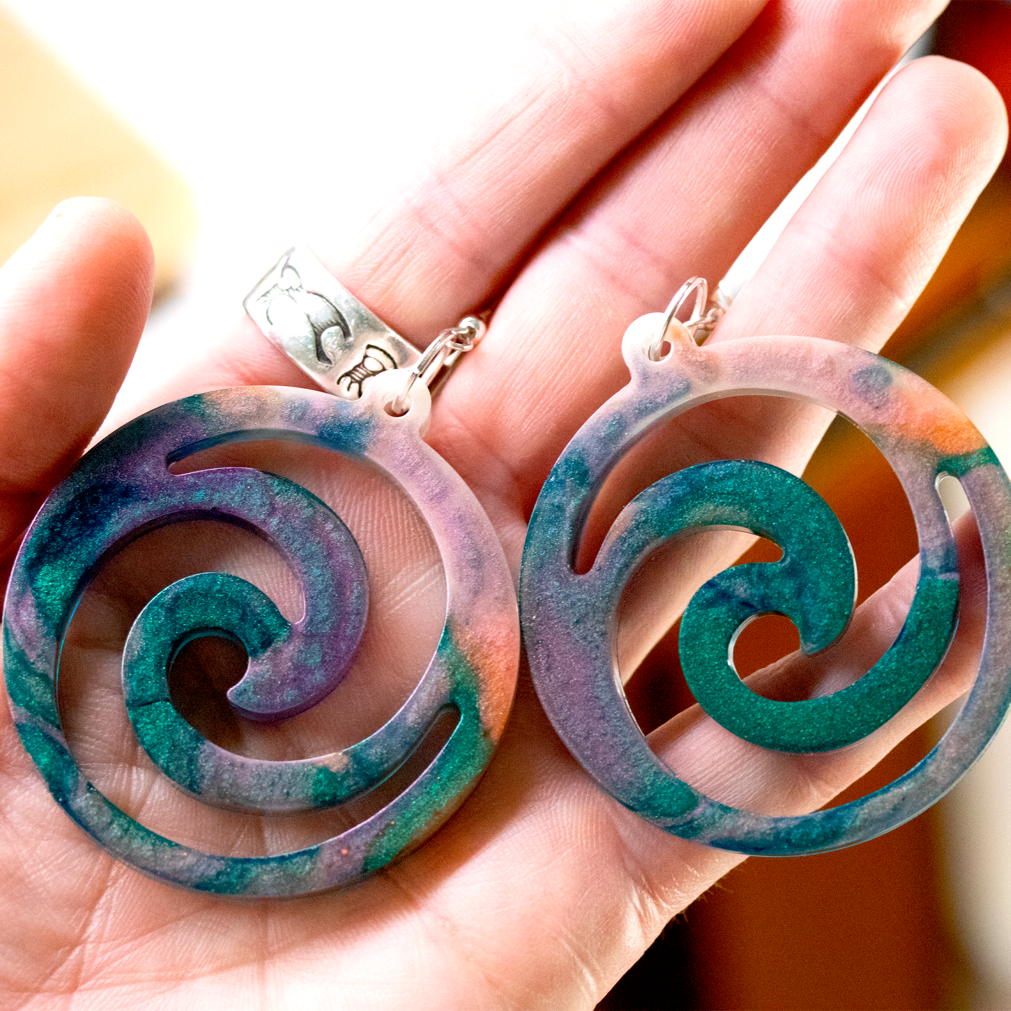 Jungle Marble Big Boho Spiral Earrings image 5