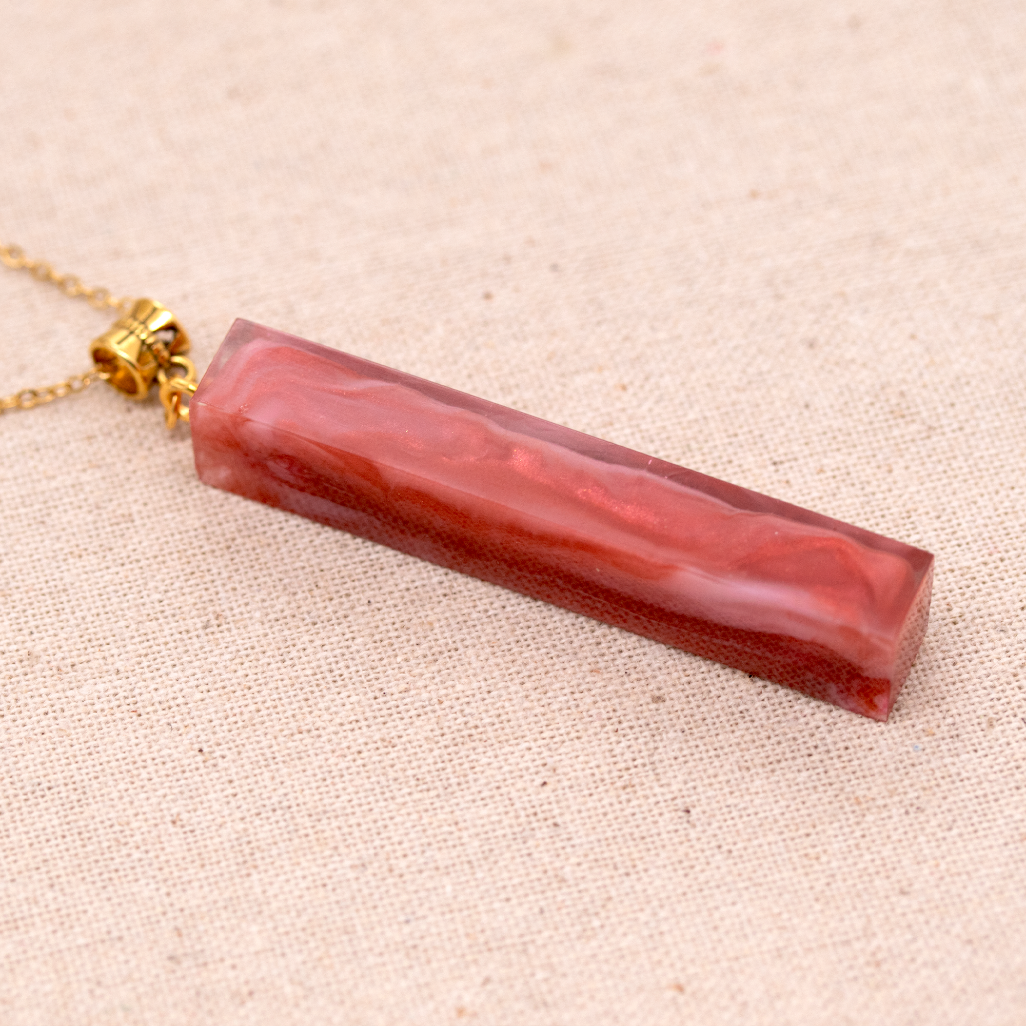 Smokey Red Marble Simple Bar Pendant image 5