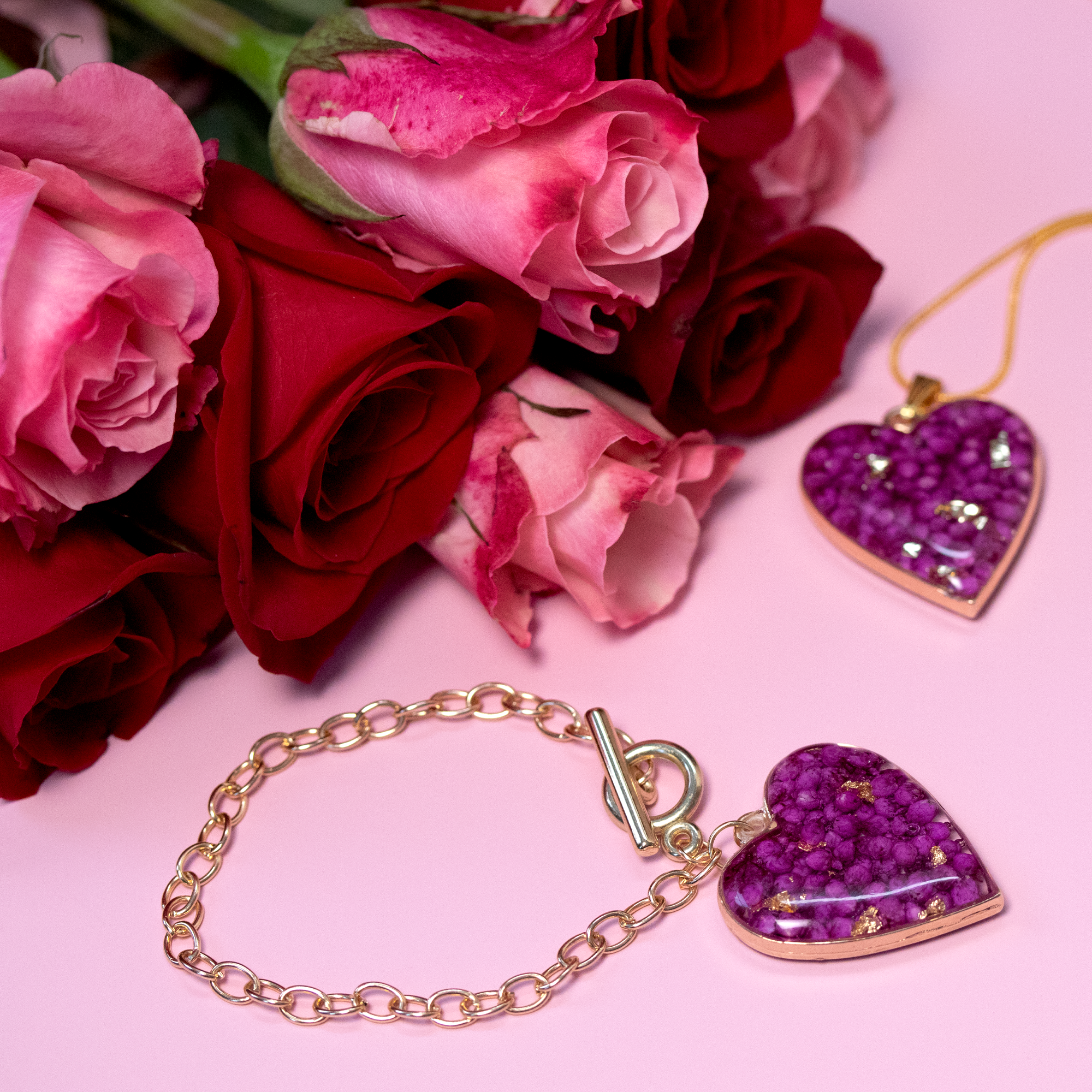 Rosé Amoré Heart Limited Edition Pendant and Bracelet Set in Fuchsia Pink image 5