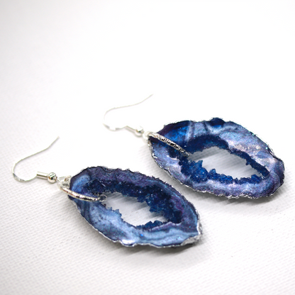 Blue Galaxy Geode Earrings image 6