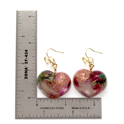 Gold Bowknot Botanical Flower Heart Earrings image 11