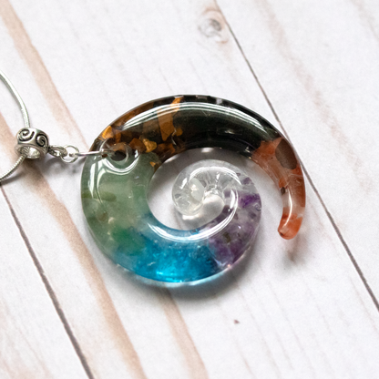 7 Chakra Stone Healing Crystal Spiral Pendant image 2