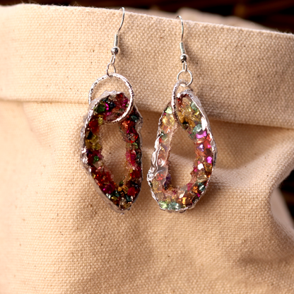 Rainbow Geode Pendant and Earrings Set image 2