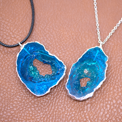 Aqua Clear Blue Water Geode Pendant image 10