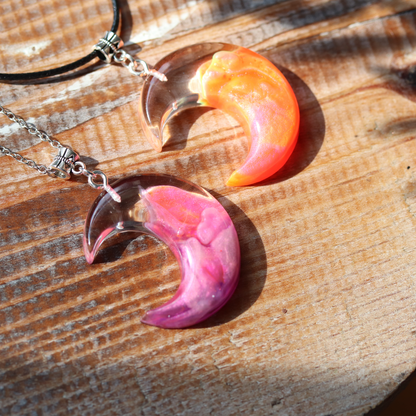 Pink or Orange Crescent Moon Pendant image 5