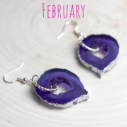 February - Amethyst Birthstone Inspired Geode Earrings image 2