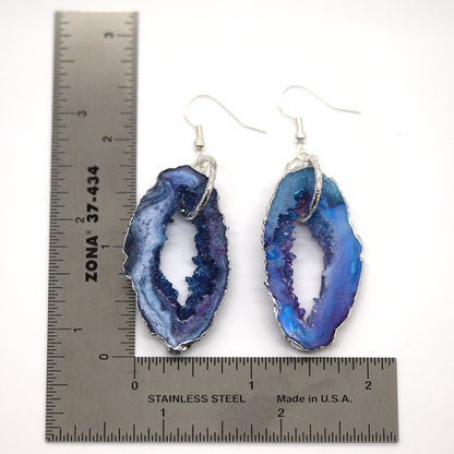 Blue Galaxy Geode Earrings image 10