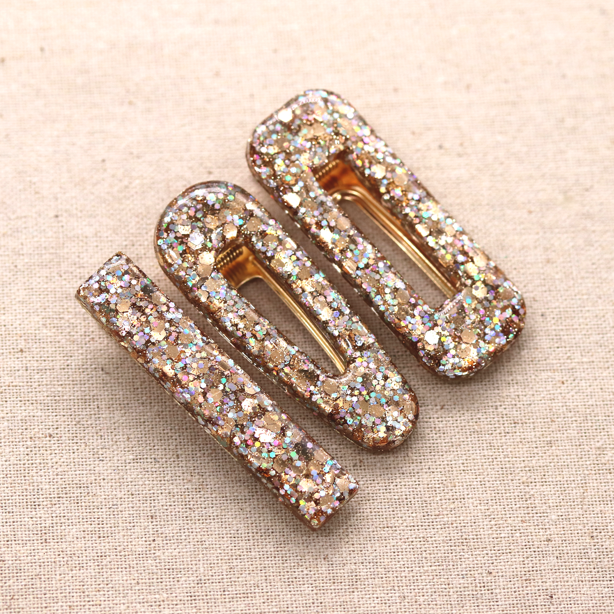 Sparkly Champagne Gold Barrette Set image 6