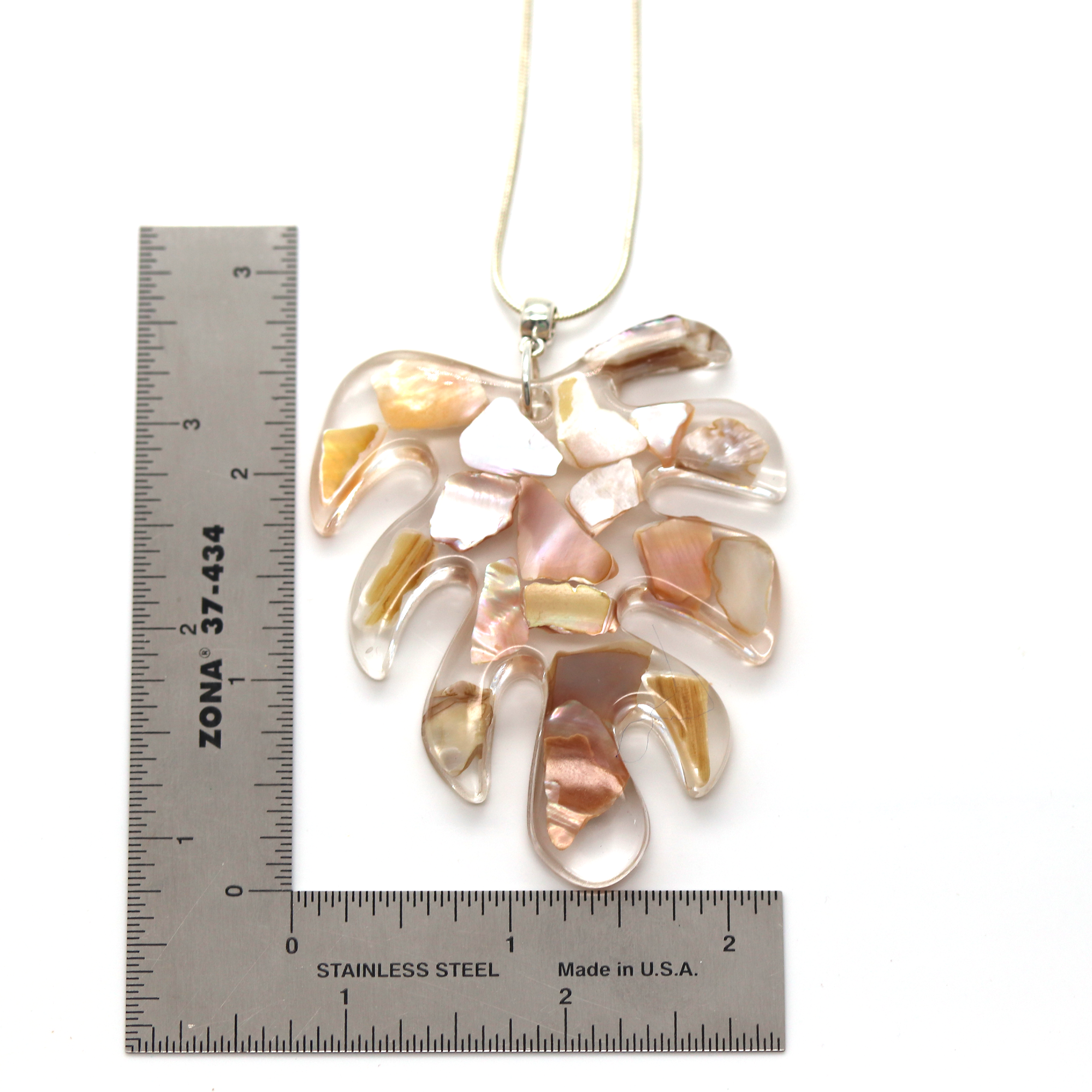 Monstera Leaf Mother of Pearl Shells Pendant image 6