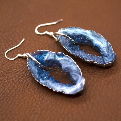 Blue Galaxy Geode Earrings image 0