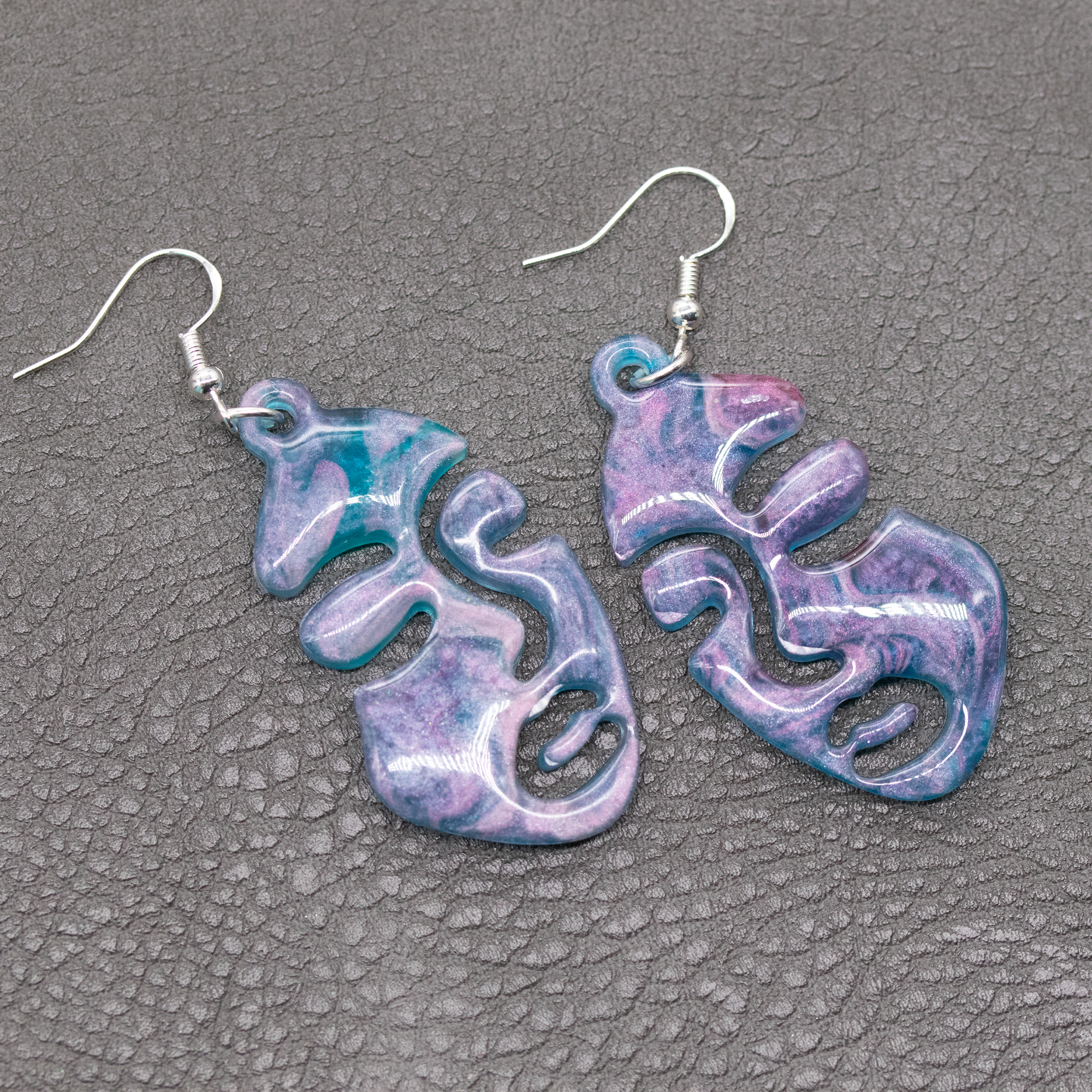 Purple Marble Abstract Woman's Face Earrings image 4