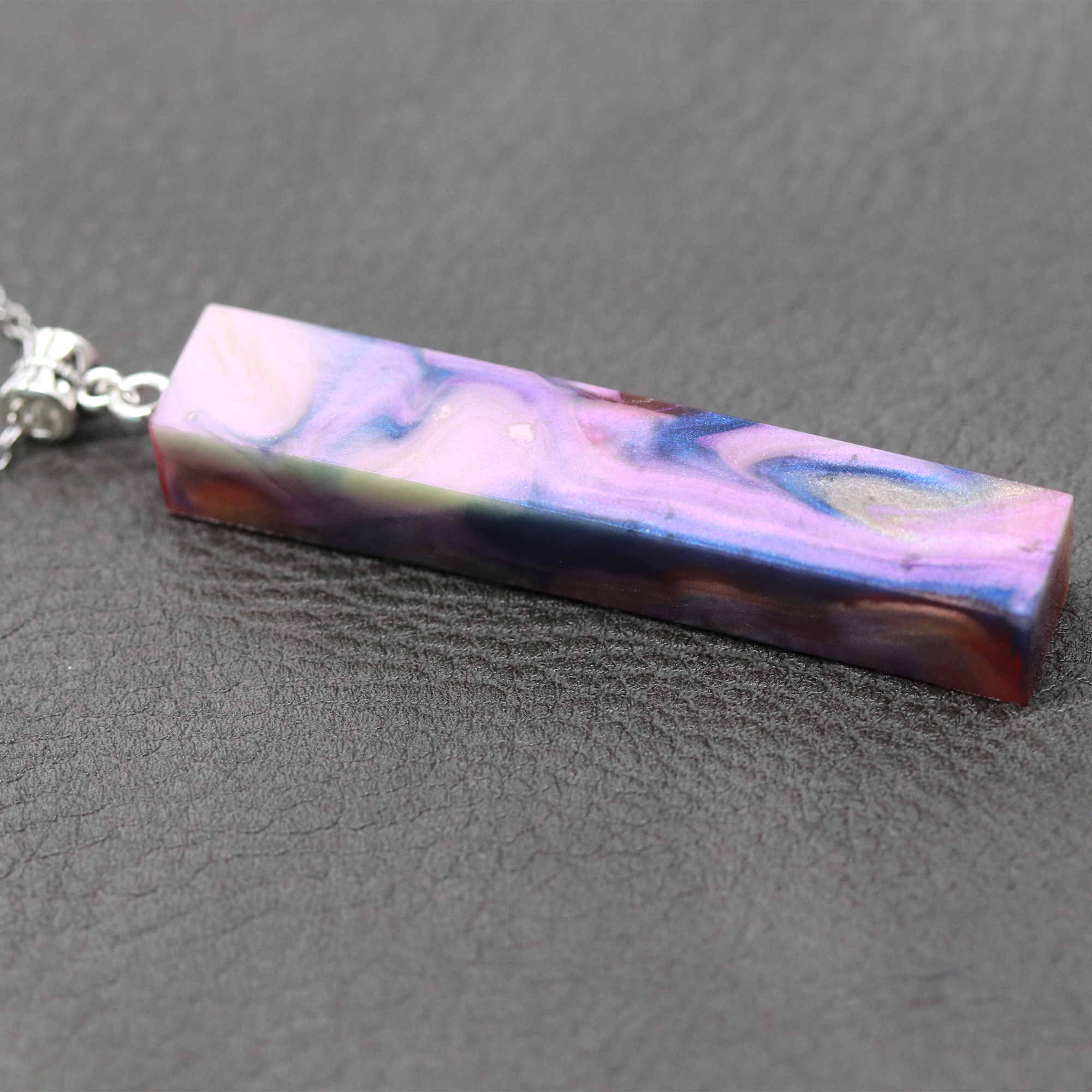 Pink + Purple Opal Marble Simple Bar Pendant image 5