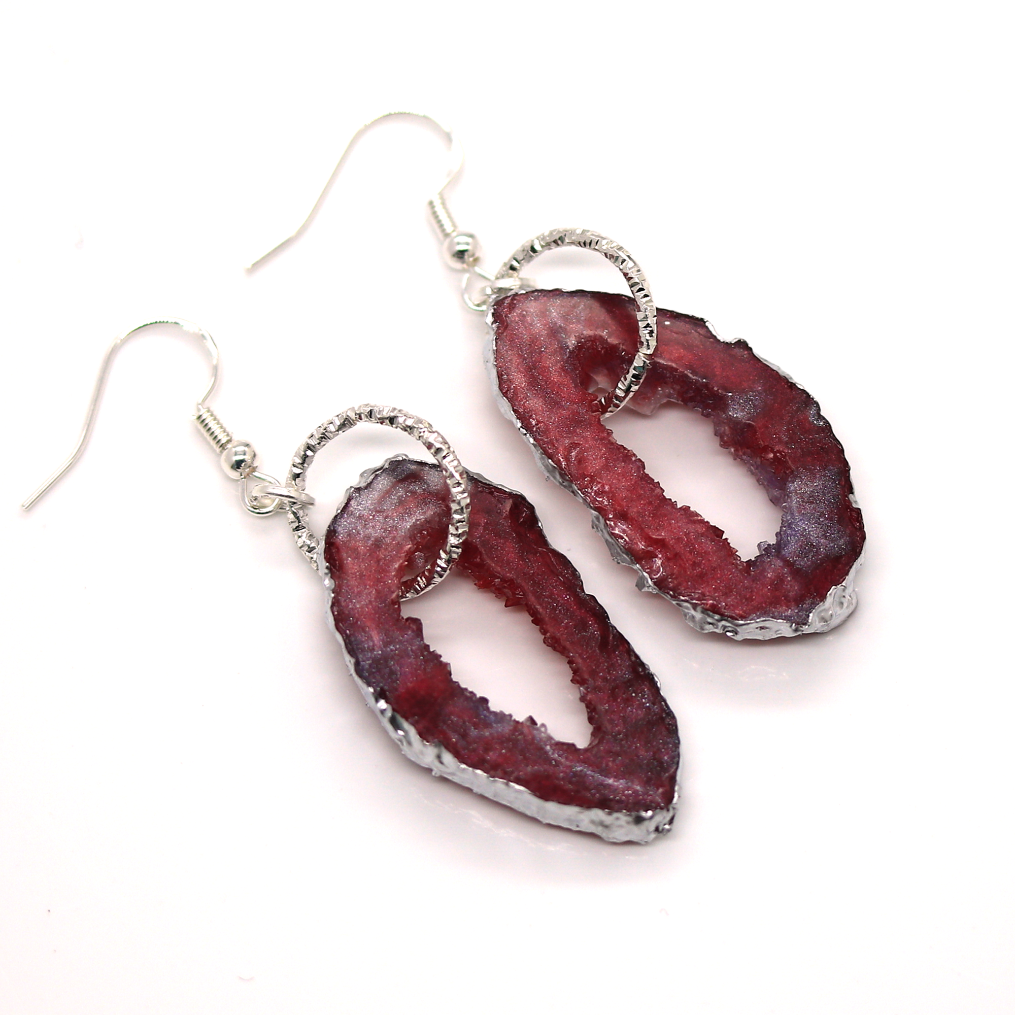 Burgundy Red Geode Earrings image 8