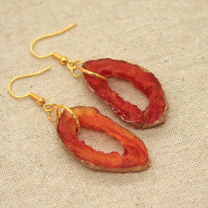 Amber Topaz Oval Geode Earrings image 6