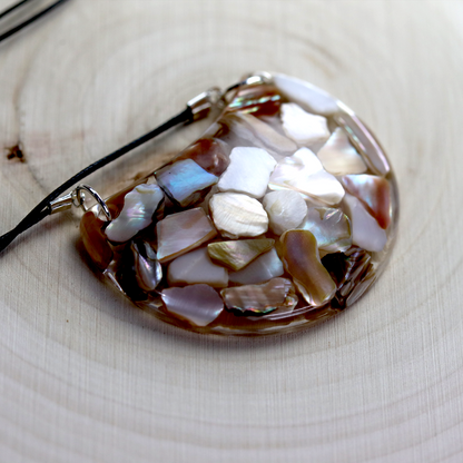 Crescent Moon Bib Pendant with Real Mother of Pearl Shells image 3