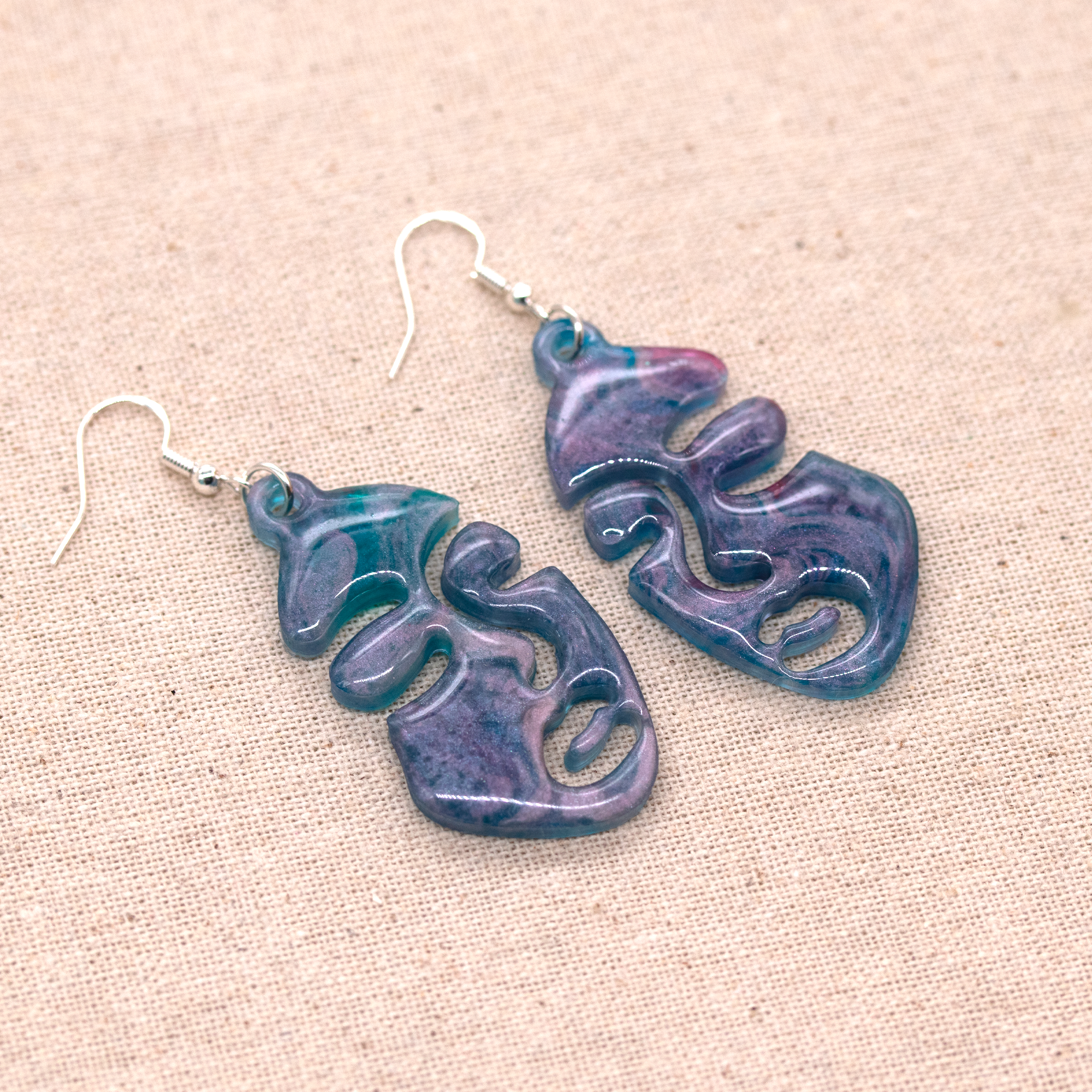 Purple Marble Abstract Woman's Face Earrings image 6