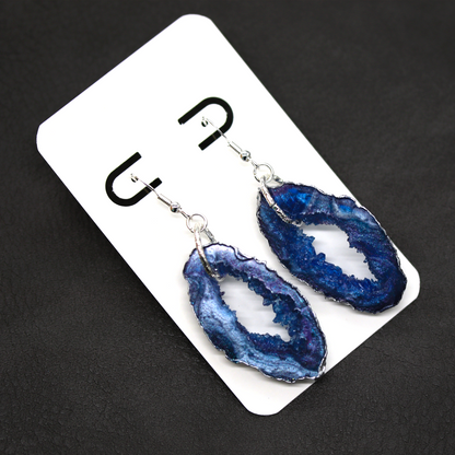 Blue Galaxy Geode Earrings image 5