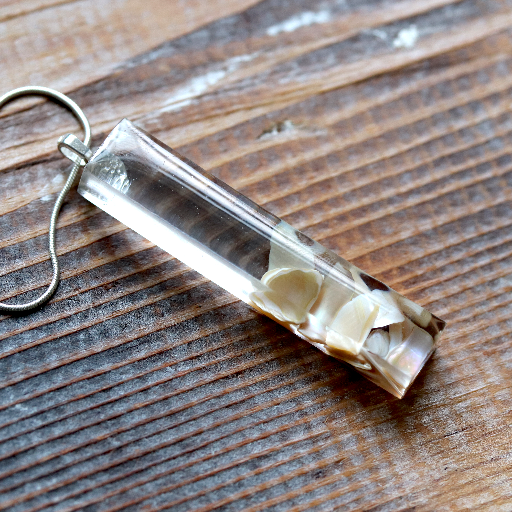 Minimalist Mother of Pearl Shell Bar Pendant image 1