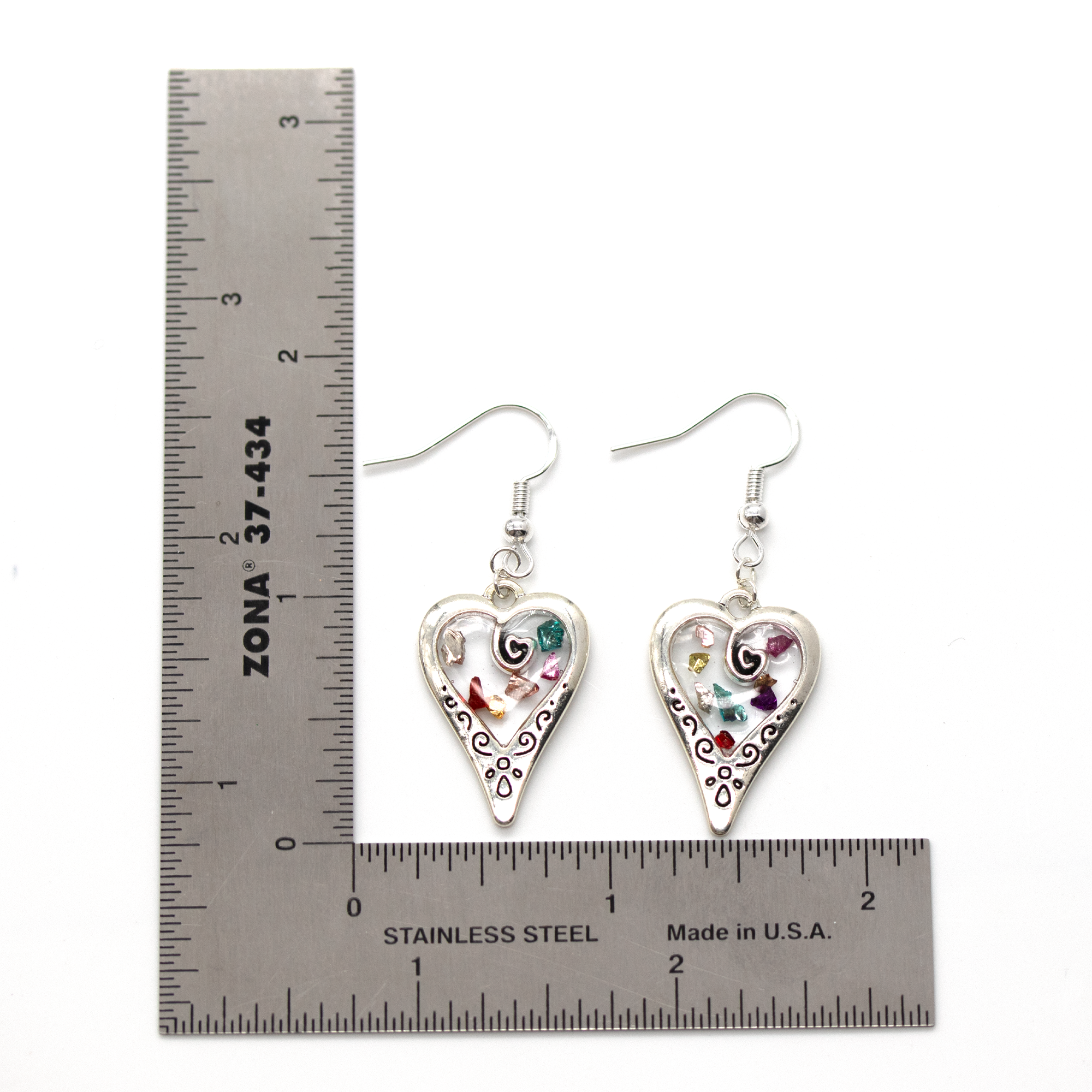 Confetti Scroll Heart Framed Earrings image 7