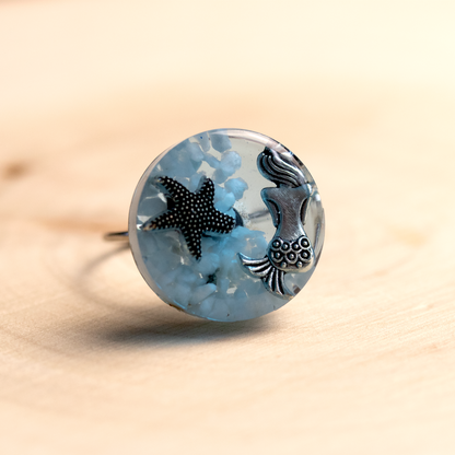 Mermaid starfish whirly ring silver 1.png