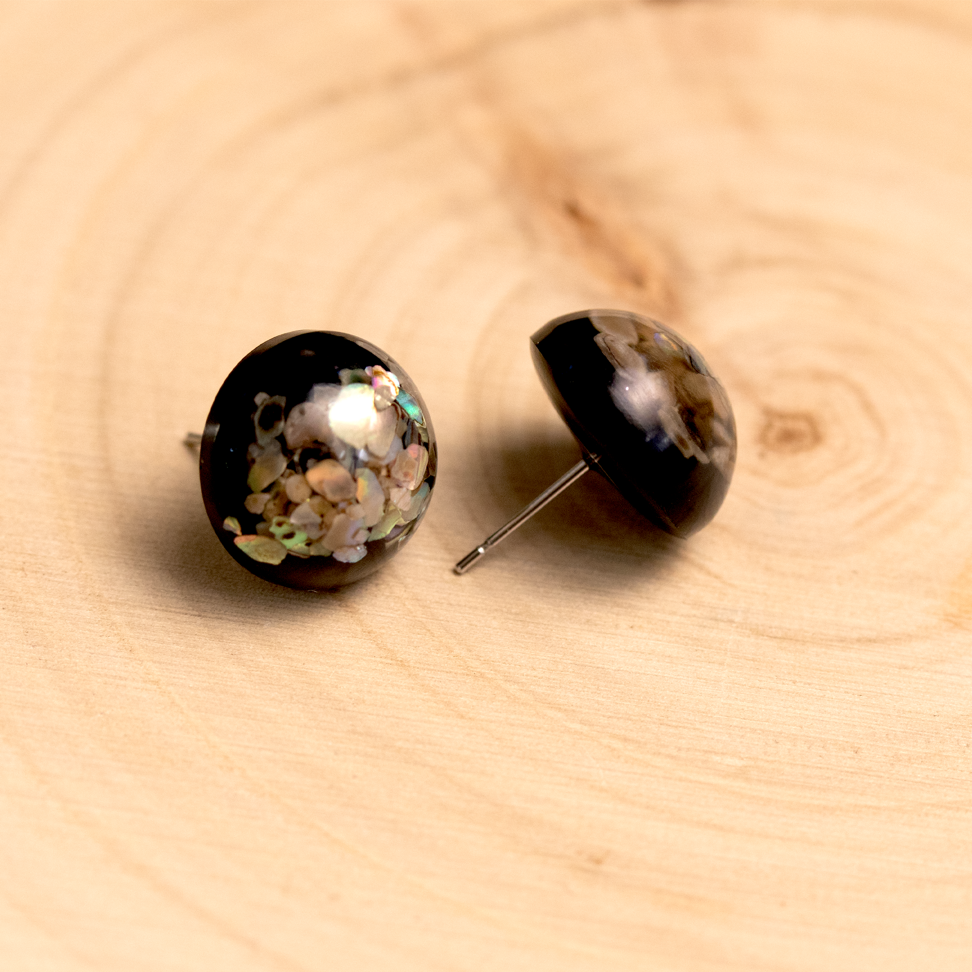 Modern Chic Abalone Tone And Gold Plated Double Circle Drop