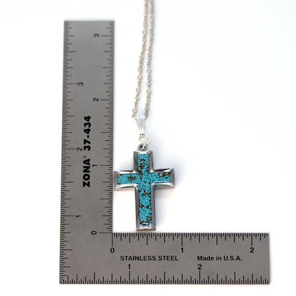 Turqoise and pyrite inlay cross pendant in silver 3.png