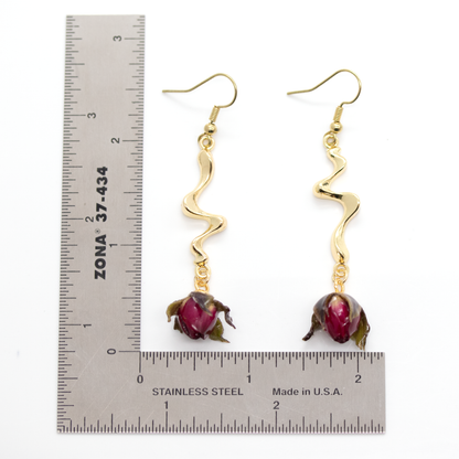 Real red mini rose bud earrings pendant set gold 10.png